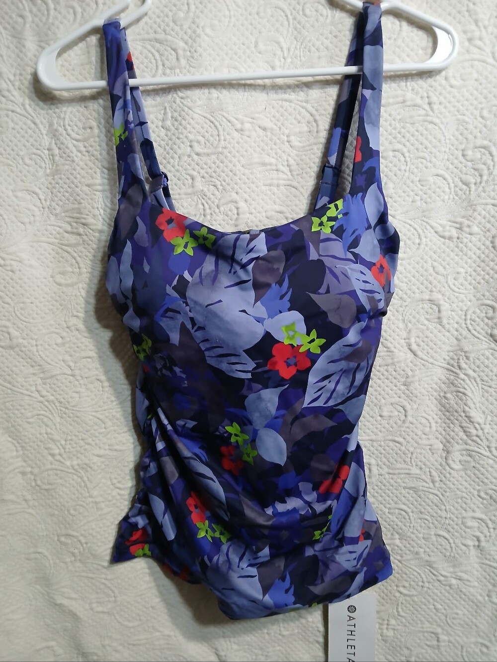 Athleta 34D/DD Twilight Tropic Bra Cup Tankini Yacht Blue Purple Nwt